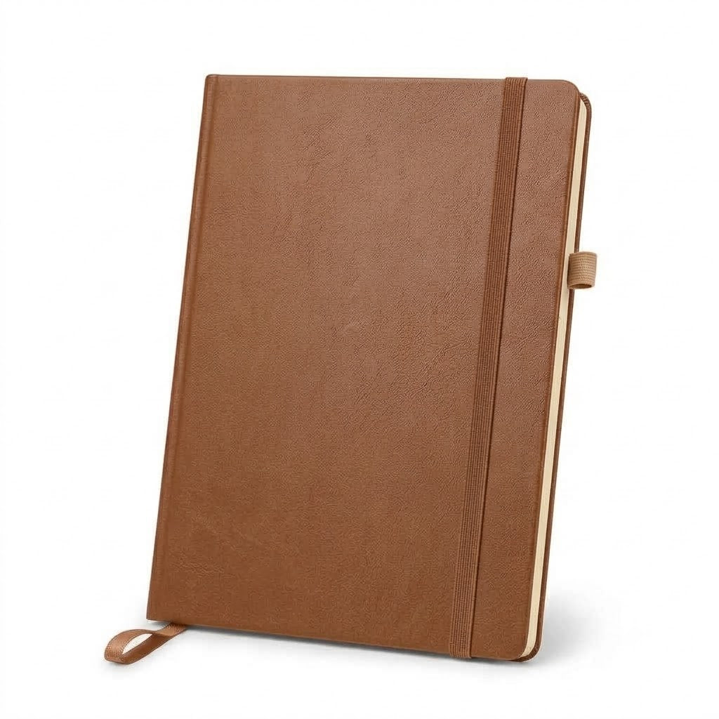 A5 Executive Diary Notebook with Premium PU Leather Cover, Ruled Journal, Elastic Closure, Pen Loop, Ribbon Bookmark & 12-Month Planner for Office, Business, Meetings & Personal Use