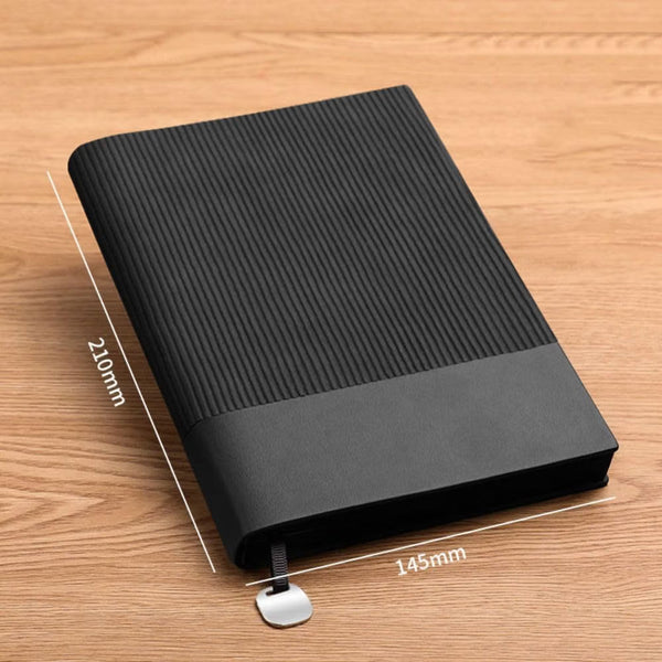 Soft PU Leather Lining Diary. Same Color Edge Non-Dated 200 Pages. Metal Coin Bookmark. Corporate Gifting, Office Use, Notes Writing.