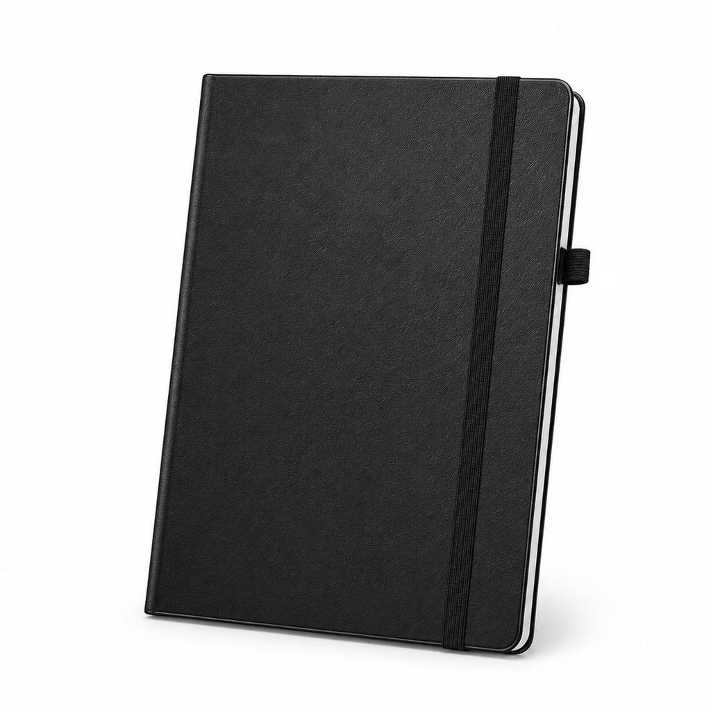 A5 Executive Diary Notebook with Premium PU Leather Cover, Ruled Journal, Elastic Closure, Pen Loop, Ribbon Bookmark & 12-Month Planner for Office, Business, Meetings & Personal Use