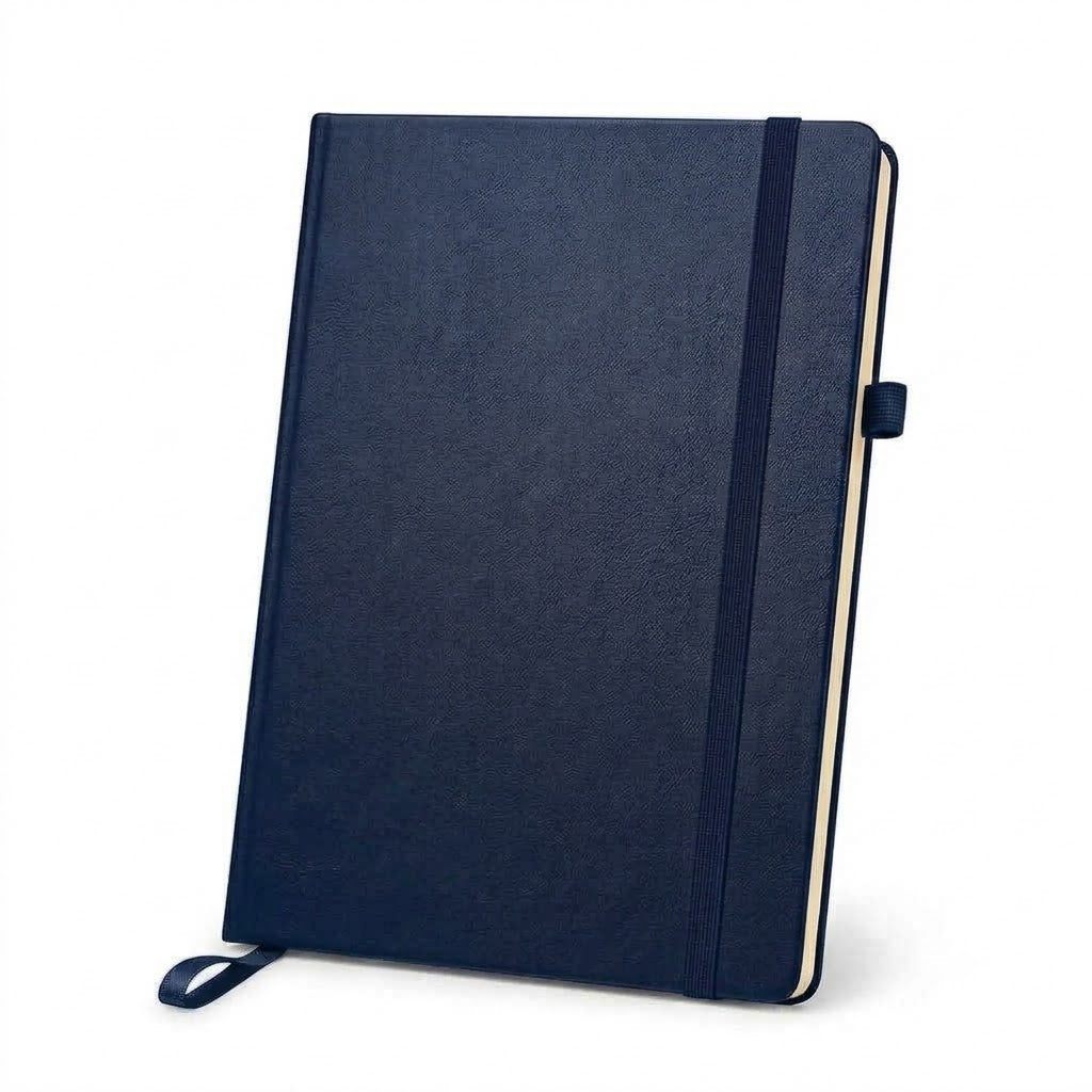 A5 Executive Diary Notebook with Premium PU Leather Cover, Ruled Journal, Elastic Closure, Pen Loop, Ribbon Bookmark & 12-Month Planner for Office, Business, Meetings & Personal Use