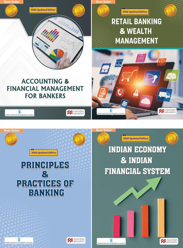 Macmillan JAIIB Exam Combo 2026 Editions Retail Banking & Wealth Management, Indian Economy & Indian Financial System, ... Principles & Practices of Banking | By IIBF