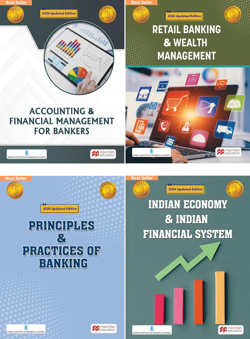 Macmillan JAIIB Exam Combo 2026 Editions Retail Banking & Wealth Management, Indian Economy & Indian Financial System, ... Principles & Practices of Banking | By IIBF
