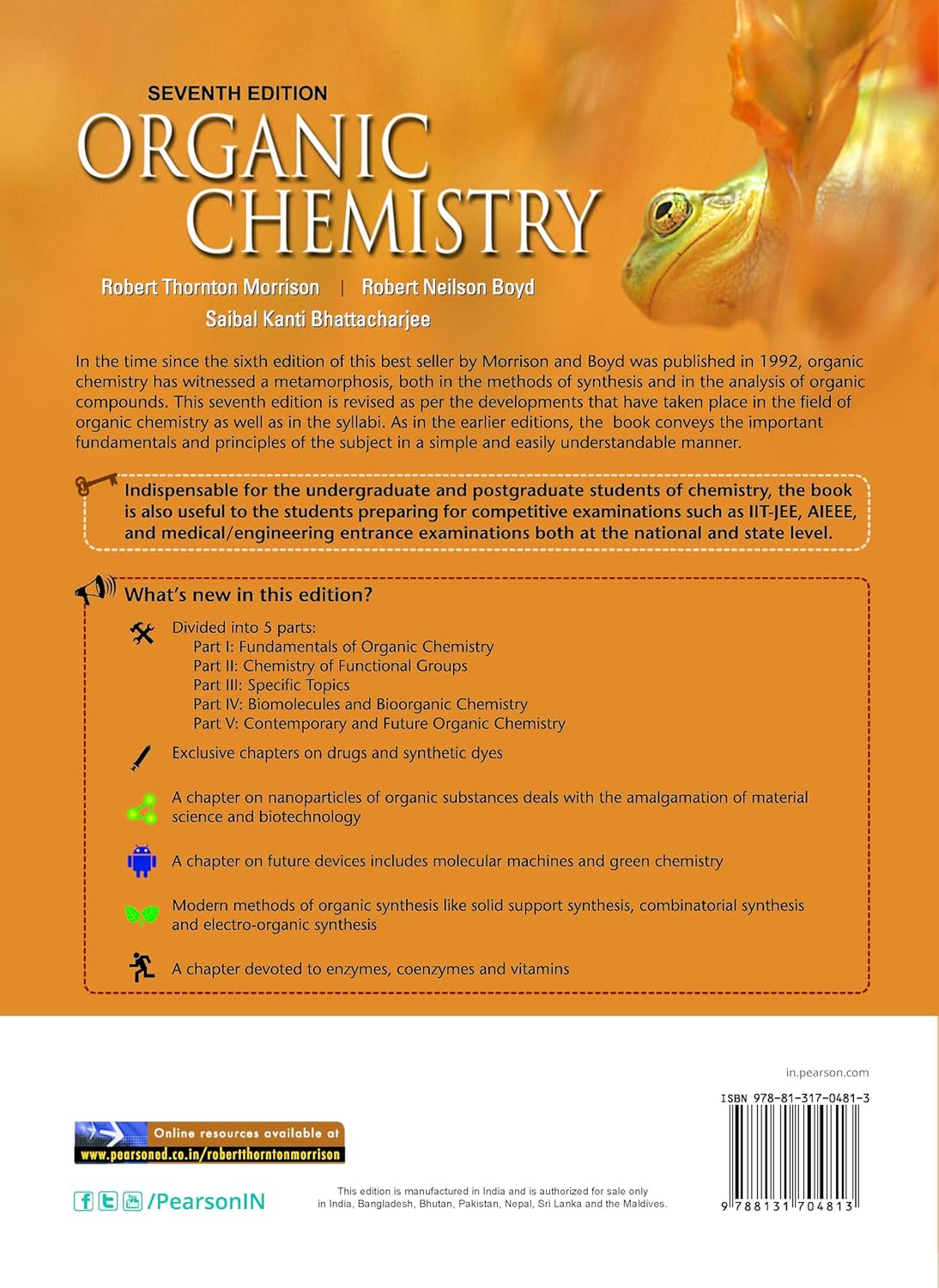 ORGANIC CHEMISTRY, 7TH EDN By Morrison Boyd & Bhattacharjee