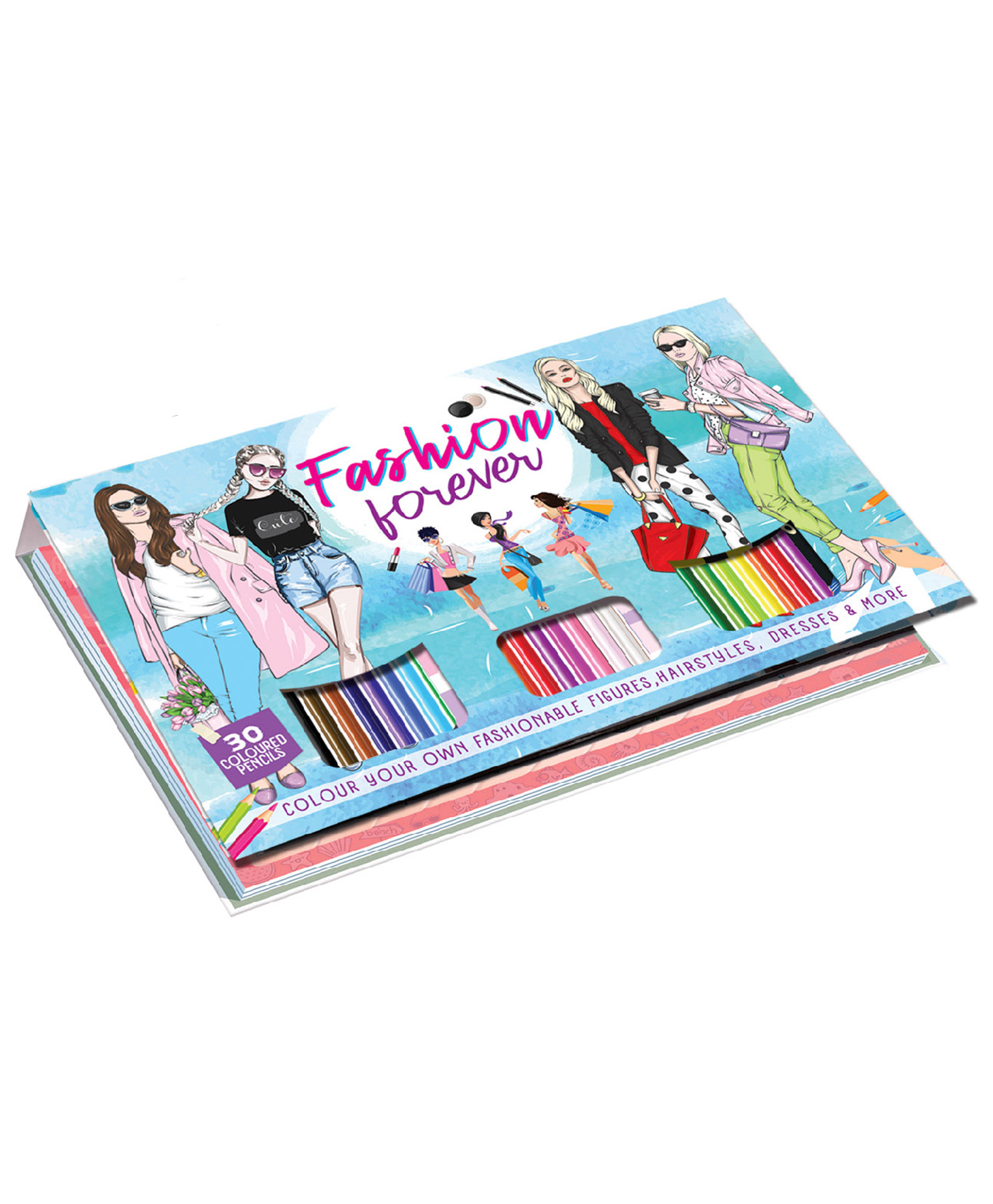 Hello Friend Books Fashion Forever Art Kit: Colour Your Own Fashion Figures, Dresses, Hairstyles and More – Colouring Art Kit with 30 Coloured Pencils and Creative Artwork