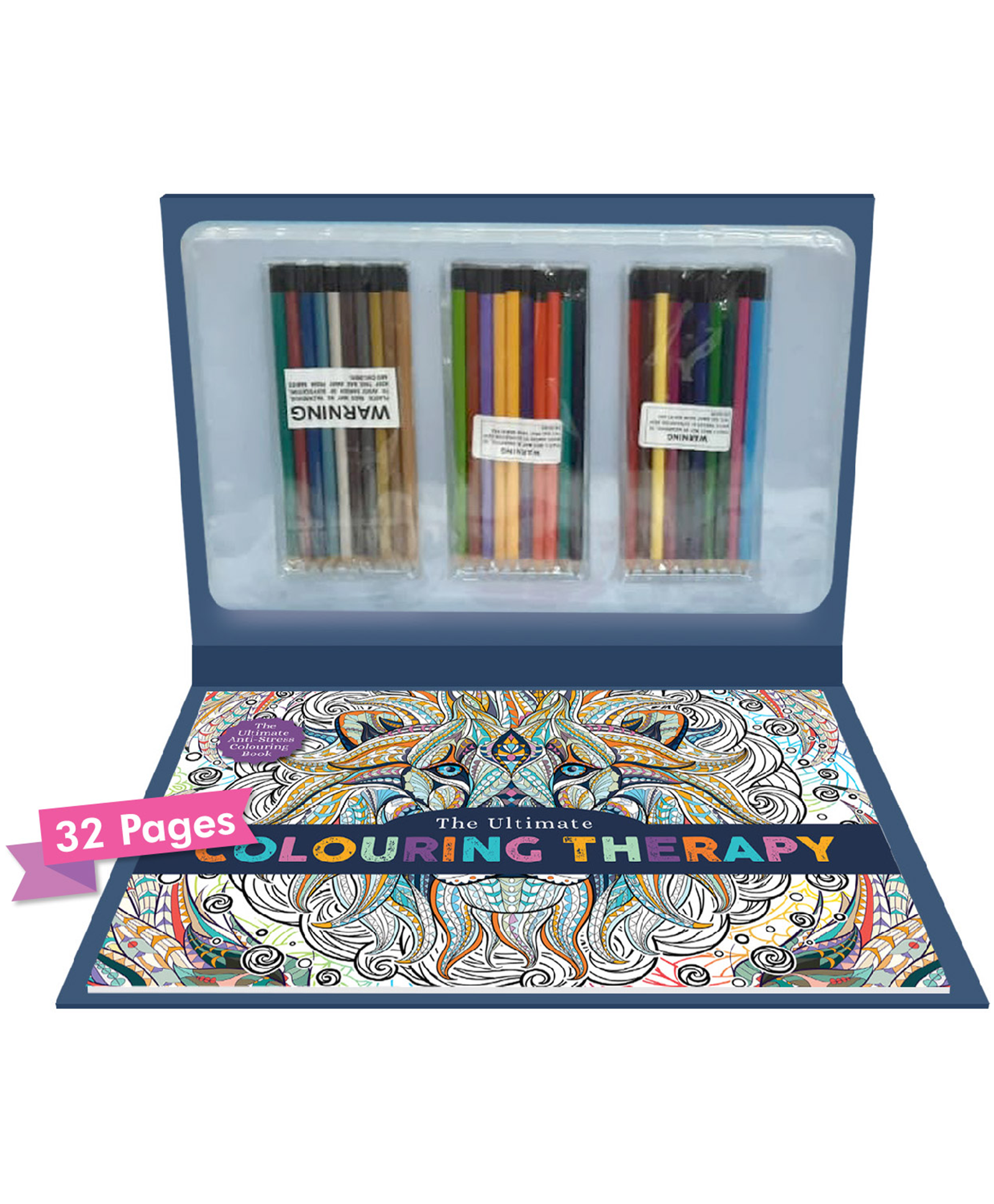Hello Friend Books The Ultimate Colouring Therapy Kit: Anti Stress Colouring Art Kit with 30 Coloured Pencils and Creative Artwork