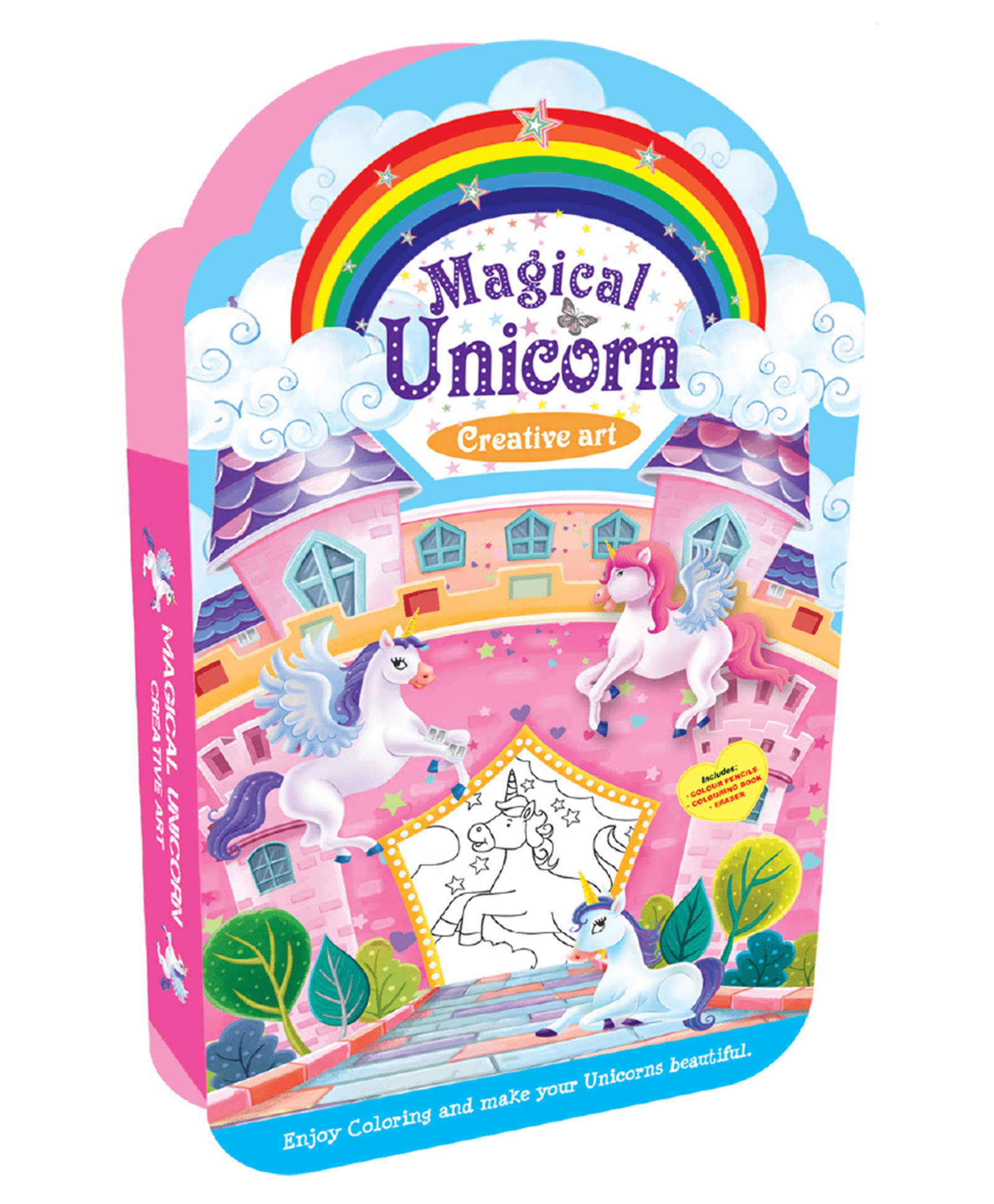 Hello Friend Books Creative Art Colouring Kit: Barnyard Friends – Art Kit with 8 Colour Pencils, Eraser and Colouring Book