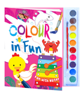 Hello Friend Books Color in Fun Water Coloring Pad: Exciting Water Coloring with Coloring Book, Water Colours and Paint Brush (Pink)