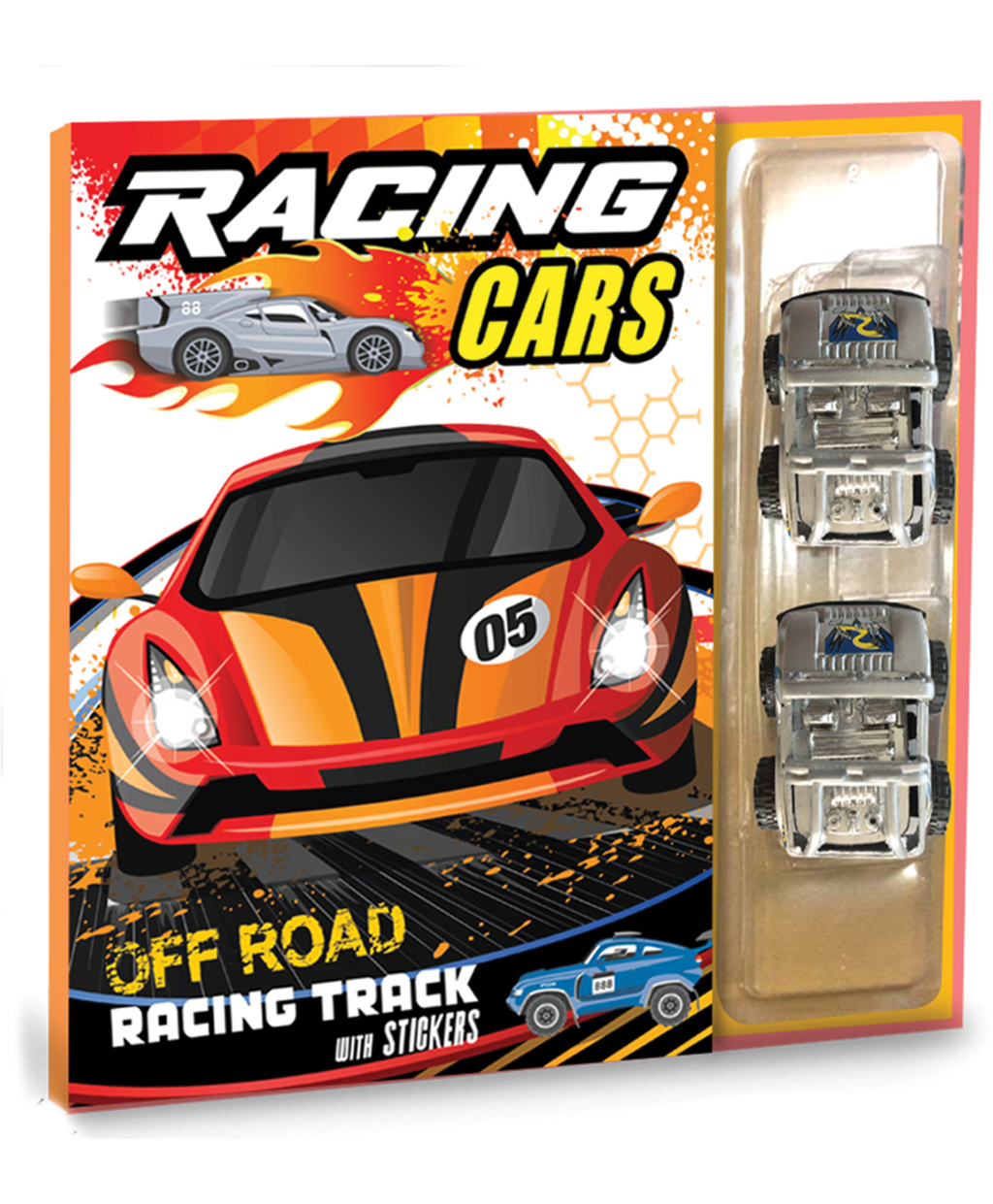 Hello Friend Books Create Your Racing Track: Racing Cars – Hardbound Kit with Stickers, Racing Track Cutouts and 2 Racing Car Toys for Fun Activity for Kids