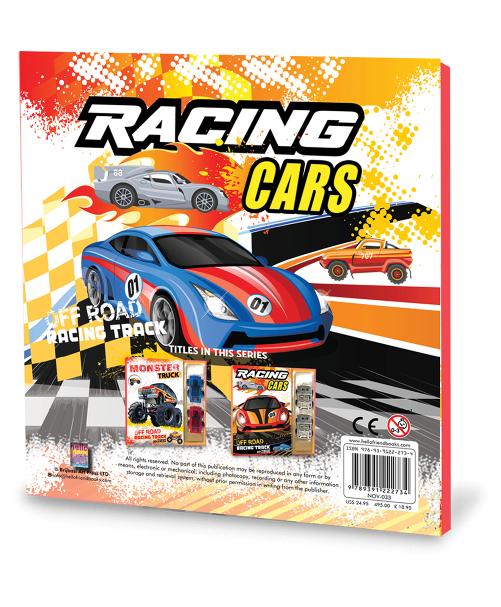 Hello Friend Books Create Your Racing Track: Racing Cars – Hardbound Kit with Stickers, Racing Track Cutouts and 2 Racing Car Toys for Fun Activity for Kids