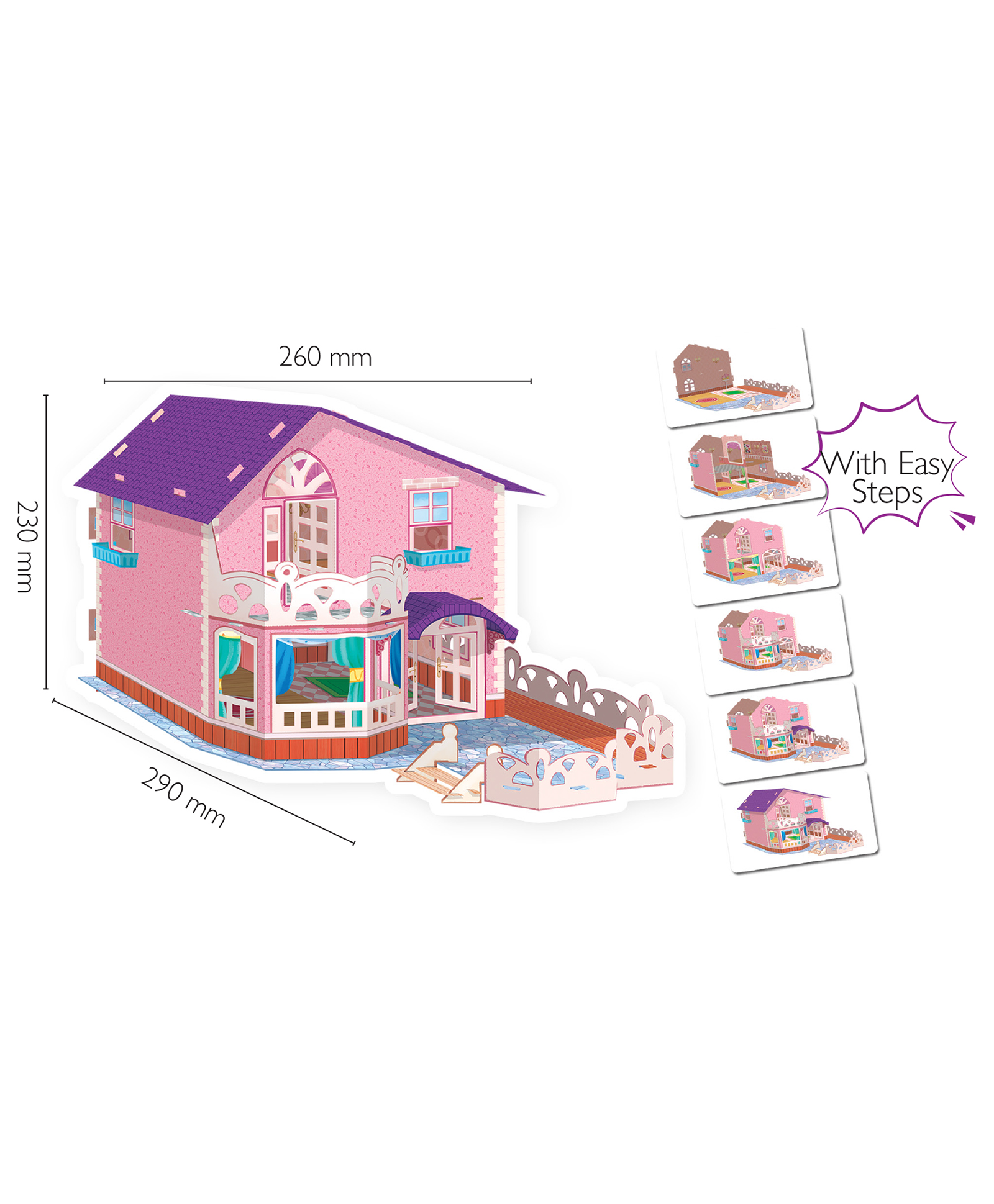 Hello Friend Books Make Your Own 3D Doll House: DIY Art and Craft Model Kit with Press Out Pieces and Instructions