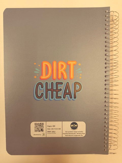 SPONT STEEL SPIRAL A4 NOTEBOOK 380 PAGES (SET OF 3 NOTEBOOKS)