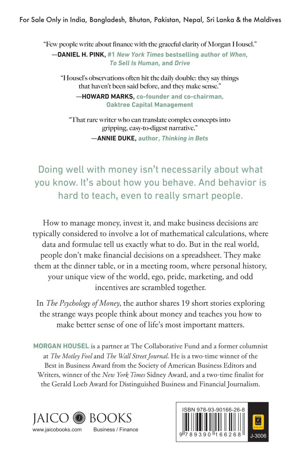 The Psychology of Money Timeless lessons on wealth, greed, and happiness by Morgan Housel