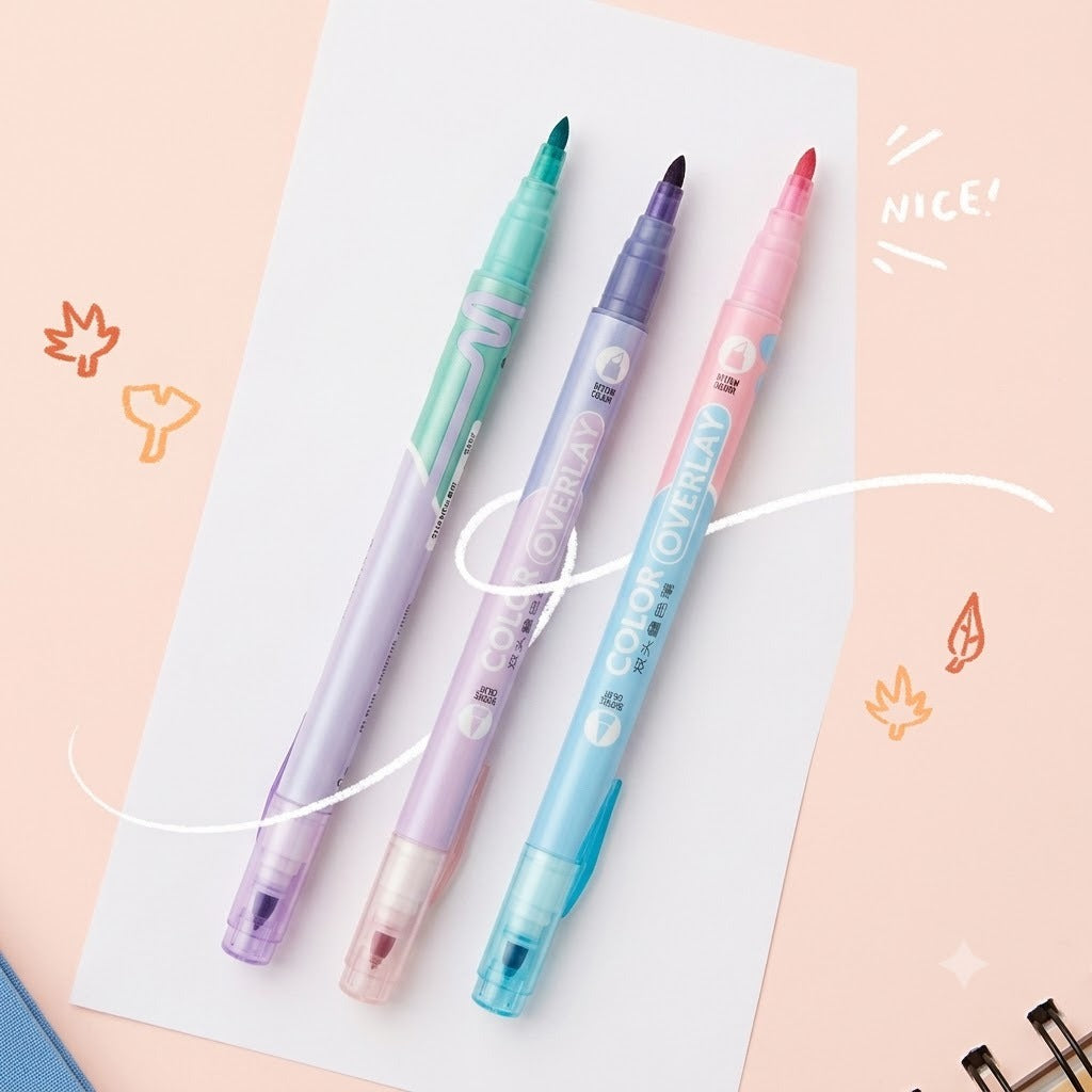 DUAL SIDE COLOR HIGHLIGHTERS (SET OF THREE)